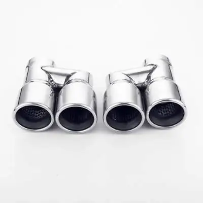 Pair Offset 2.5  Inlet Quad Resonated 3  Out Staggered Stainless Exhaust Tips • $171.97