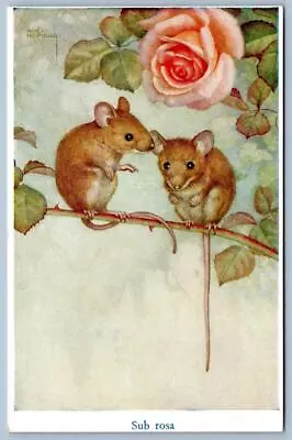 Artist Noel Hopkins  Sub Rosa  Mice On A Branch Medici Society Postcard • $14.95