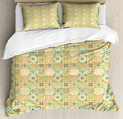 Moroccan Duvet Cover Set With Pillow Shams Italian Style Retro Print • $89.99