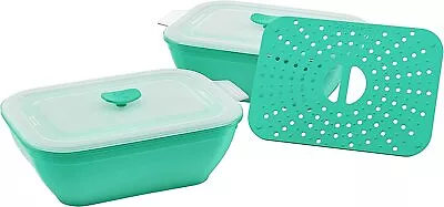 Collapse-it 2-Pack Green Silicone Vegetable Steamer & Food Storage Containers • $24.99