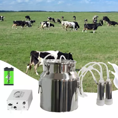 14L Cow Milking MachineRechargeable Adjustable Suction Pulsation Vacuum Electri • $267.99