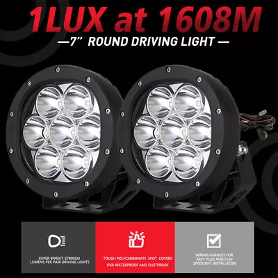 NEW DESIGN 7 INCH PAIR LED Driving Lights SPOT Black Truck 4WD ATV Offroad Truck • $117.99