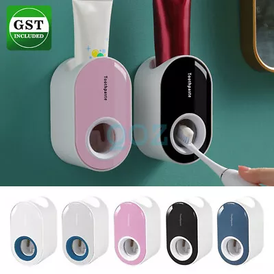 Toothbrush Holder Automatic Toothpaste Dispenser Bathroom Wall-mounted Rack • $15.09