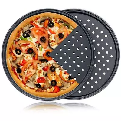 11  Nonstick Coating Carbon Steel Pizza Baking Mesh Crisper Tray Pan With Holes • $11.84