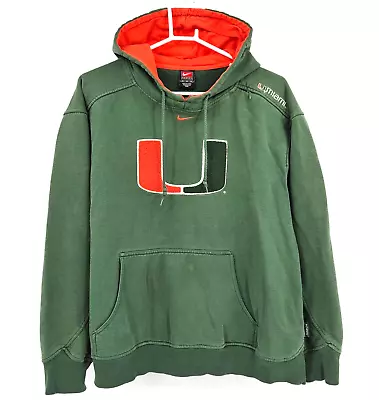 Vintage Team NIKE Authentic Miami Hurricanes Hoodie Sweatshirt Size Medium F6TRG • $39.99