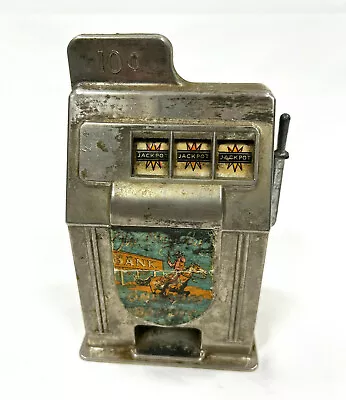 Vintage Rexco Slot Machine 10c Coin Metal Bank *Works* #2 • $49