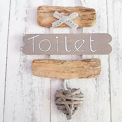 Chic Shabby Driftwood Wooden Bathroom Wc Toilet The Loo Heart Door Plaque Sign. • £7.50