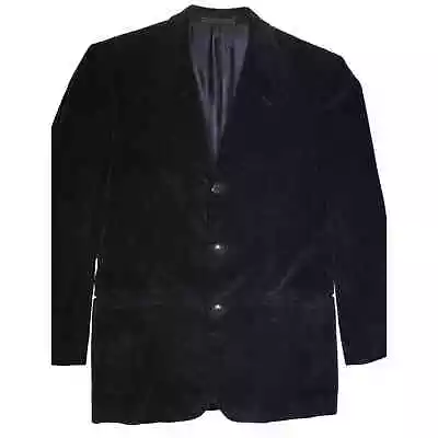 Gianni Versace Mens Navy Thick Corduroy Cotton Blazer/Sport Coat Jacket Size 46 • $87.77