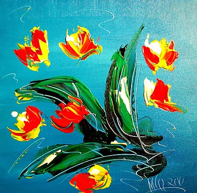 TULIPS   By  Mark Kazav  Large Abstract Modern Original Oil Painting HTSD7 • $99