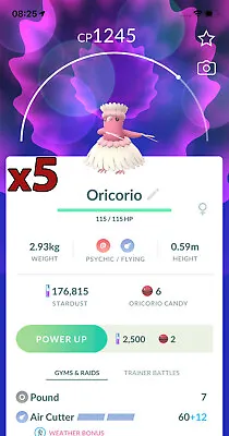 Pokemon TRADE - 5x Oricorio Pau Style !! Good Chance Of Lucky And Good IVs !! • $3.90