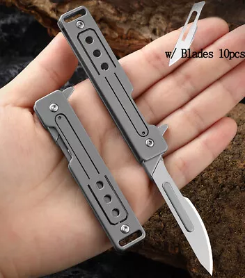 EDC Folding Utility Knife Scalpel Blade Outdoor Survival Pocket Keychain Tools • $13.40