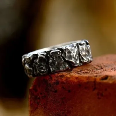 Au New Vintage Titanium Steel Retro Stainless Steel Nordic Viking Alphabet Ring • $23.76