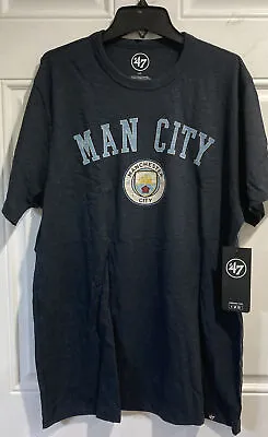 Manchester City FC EPL Soccer Fall Navy Men's Classic Track Scrum Tee Shirt NWT • $17.95