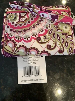 Vera Bradley SUPER SMART All In One Wristlet Verry Berry Paisley New With Tags • $12.60