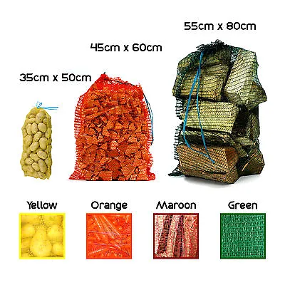 Strong Net Woven Sacks Logs Kindling Wood Log Vegetables Mesh Bags - Multipacks • £1.08