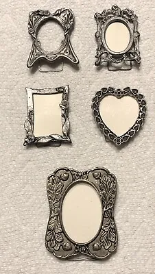 Lot Of 5 Pewter Vintage Style Small Miniature Picture Photo Frames Ornate Floral • $28