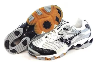 Womens Mizuno Wave Lightning 6 White Black Silver Volleyball Sneakers Shoes  • $75.99