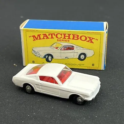 Vintage Matchbox Lesney #8 White Ford Mustang Die Cast Car MINT RARE • $450