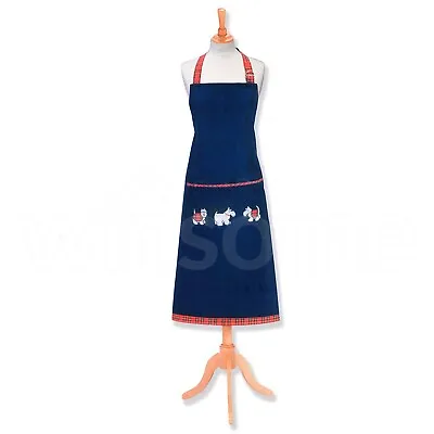 Scottish Tartan Ladies Denim Apron With Front Pocket Kitchen Cooking Baking Cafe • £18.81