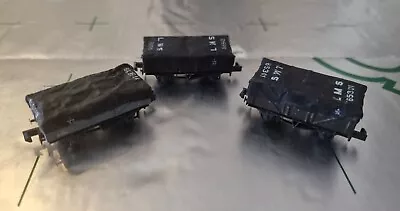 Rake Of 3 Peco N Gauge Tarpaulin Covered Plank Wagons Unboxed LMS • £25