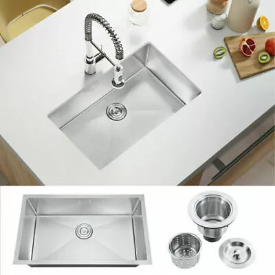 30'' Single Bowl 304 Stainless Steel Undermount Basin Handmade Kitchen Sink • $89