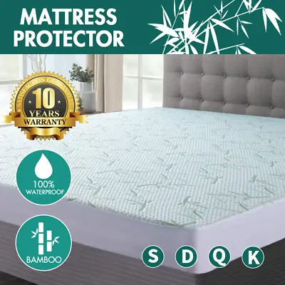 $33.99 • Buy All Size Fully Fitted Mattress Protector Waterproof Bamboo Fibre Bed Soft Cover