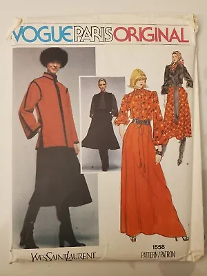 Vintage 1970s Vogue Paris Original Pattern 1558 Yves Saint Laurent Sz 12 Bust 34 • $50