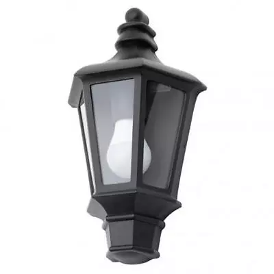 Litecraft Perry Wall Light Outdoor Half Lantern Traditional IP44 Fitting - Black • £23.99