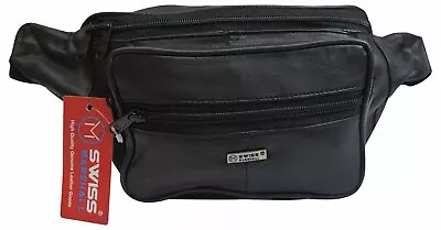 Swiss Marshall Genuine Leather Fanny Pack Waist Bag Classic Style Travel Organiz • $14.99