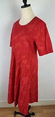 Vintage MARIMEKKO Red Abstract Print Midi Dress S Minimalist Art To Wear STAINS • $42.49