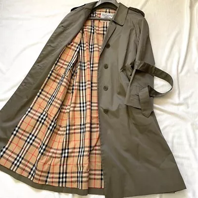 Woman's Burberrys Vintage Single Trench Coat Khaki With Belt 9ARM. • $245