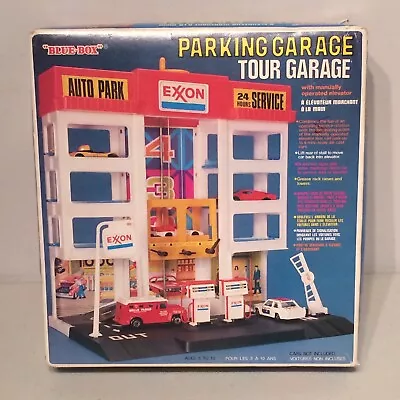 Vintage 1970s 1980s Blue Box Exxon Oil Gas Station Parking Garage Toy Playset • $145.23