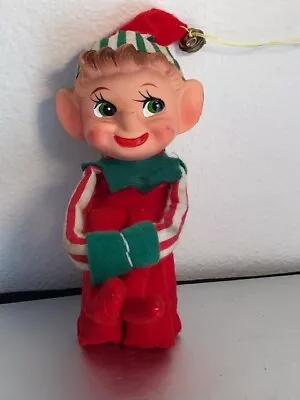 Vintage Knee Hugger Japan Christmas Elf Pixie Bell Ornament Red 12” • $44