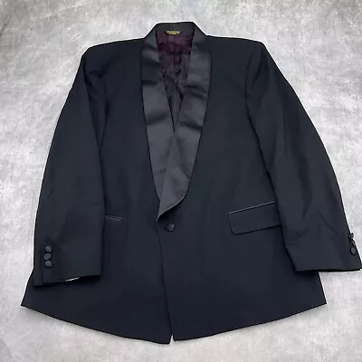 Bill Blass Tuxedo Jacket Men 42 Black Wool Satin Shawl Formal Wed Union USA VTG • $59.97