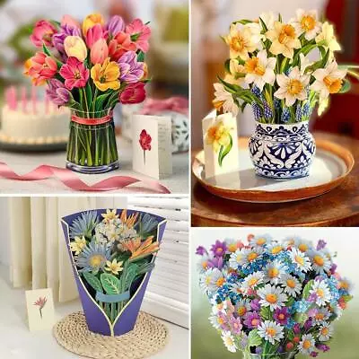 3D Pop Up Flower Greeting Cards Multi-Style Bouquet Birthday Card Postcard Gifts • £6.25