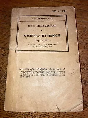 Basic Field Manual Soldiers Handbook July 23 1941 WWII War Department • $28