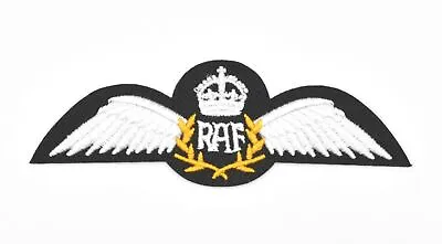 RAF Pilot Wings Kings Crown Iron Or Sew On Patch Badge Air Force Military R2558 • £3.85