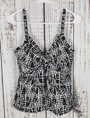 Miraclesuit Tankini Top Womens 10 Twist Front Underwire Black White  • $20