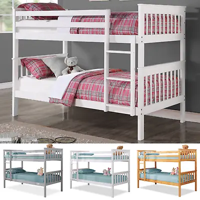 £289.99 • Buy Double Bunk Bed 3FT Single Bed With Stairs For Kids Children Pine Wooden Frame