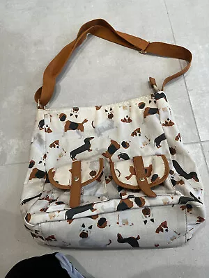 Sausage Dog Shopping Tote Lined Bag. Dachshunds. Cross Body Quite Lge-vgc Cute • £2.99