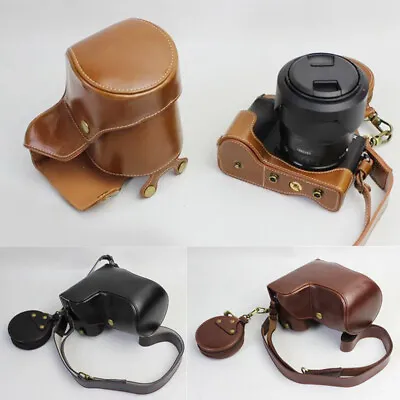 $37.08 • Buy Leather Camera Bag Lens Cap Case Grip Strap For Sony A6500 With 16-70 Lens