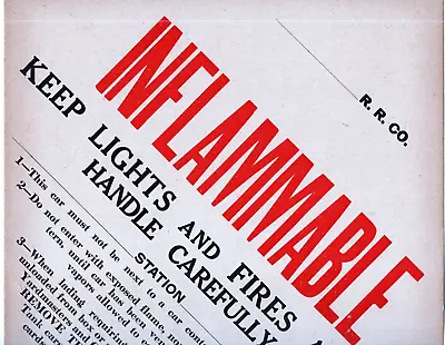 Original 1910 Paper Railroad Sign   Inflammable ...Keep Lights & Fires Away  .. • $59.99