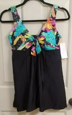 $26.95 • Buy NWT Swimsuits For All Sz 8 One Piece Tie Front V-neck Swim Dress Black Floral