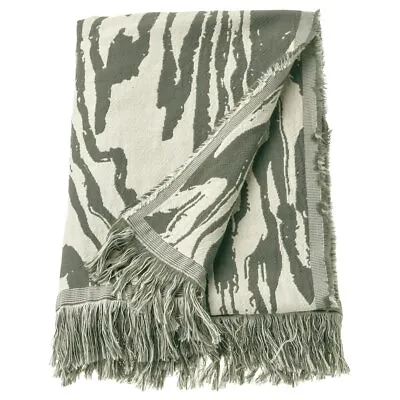 IKEA TANDMOTT Throw Grey-green/off-white 130x170 Cm • £37.86