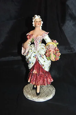 Vintage Mollica Hand Painted Capodimonte Italian Pottery Woman Flowers Figurine • $124.99