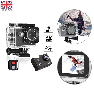 4K 1080P Action WiFi Camera DV Sports Camcorder Black Underwater Cam Waterproof • £20.99