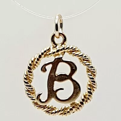 Fancy Small 9ct Yellow Gold Script Letter Round  B   Twist Gold Charm / Pendant • £70