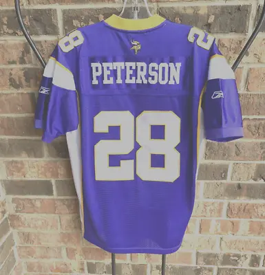 NFL Minnesota Vikings Adrian Peterson 28 Reebok Sewn Purple Jersey Youth XL • $14.97