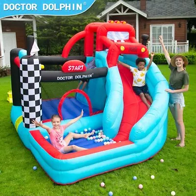 Kids Race Track Inflatable Bouncy Castle With Water Slide Pool Bounce House  • $699