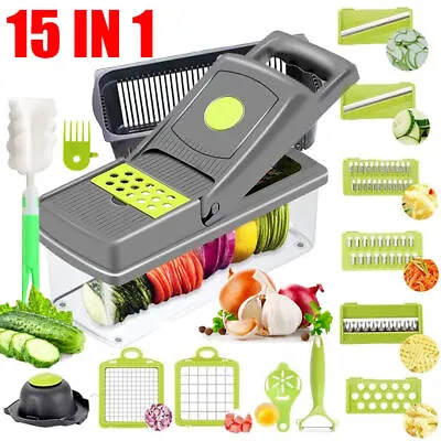 £15.59 • Buy 15 In 1 Food Vegetable Slicer Salad Fruit Peeler Cutter Dicer Chopper Kitchen UK